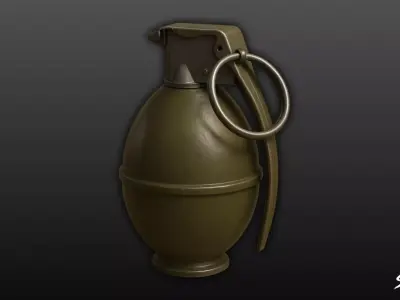Grenade Olive 02 Low-poly 3D model