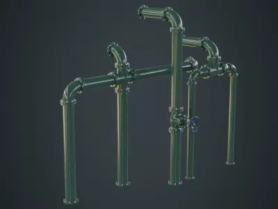 Industrial Pipes 2A Low-poly 3D model