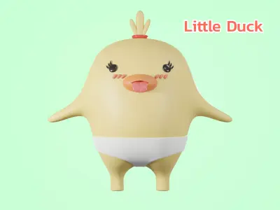 Cartoon little cute Duck 3D model 3D model