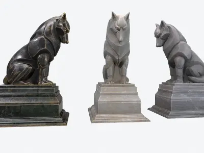 Wolf Sculpture Low-poly 3D model