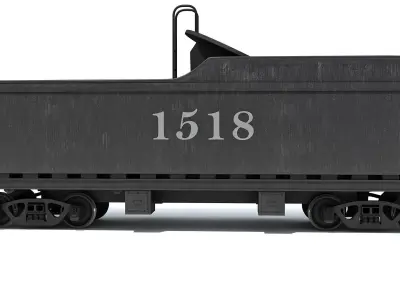 Black Railway Coal Carrying Car Steam Train 3D model