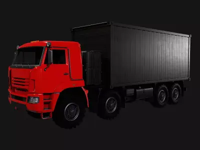 Kamaz Truck Low-poly 3D model
