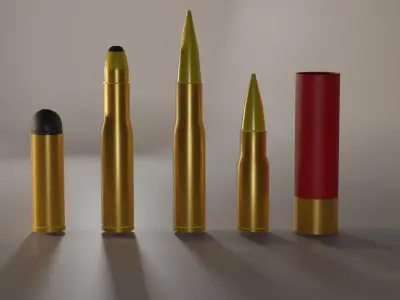 Bullet Set group of bullets Low-poly 3D model