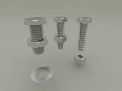 bolts and nuts collection 3D model