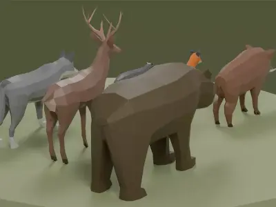 Lowpoly Stylized Forest Animals Pack Free 3D model