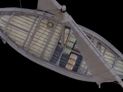 Wooden Sail Boat Low-poly 3D model