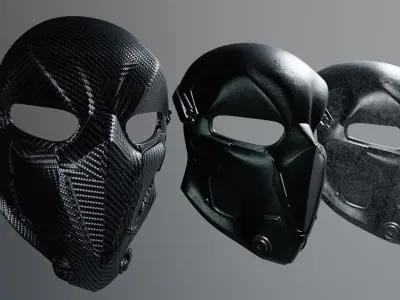 Ballistic Mask - Armored - Helmet Low-poly 3D model