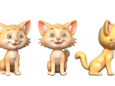 Cartoon Cat  Stylized  Game Ready Low-poly 3D model