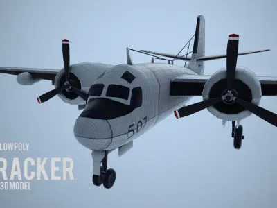Lowpoly Grumman S-2 Tracker Low-poly 3D model