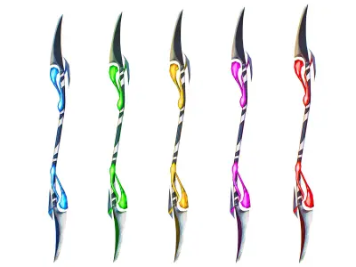 a set of cutting weapons - spear Low-poly 3D model