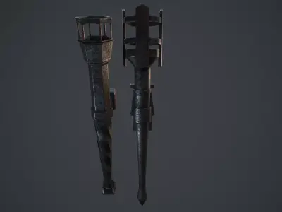 Medieval torch Free low-poly 3D model
