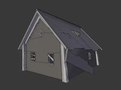 Old forest house Low-poly 3D model
