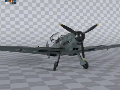 Messerschmitt BF109 German Fighter Airplane Green V1 3D model