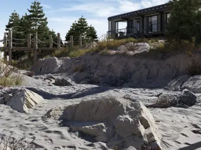  Small Curved Beach Rock Model 