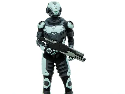 MECHA SOLDIER-I Rigged for Unreal Engine - Unity - MIXAMO 3D model
