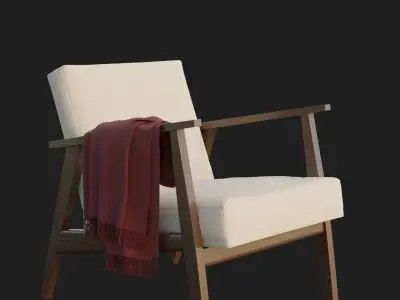 Armchair  with blanket Free low-poly 3D model