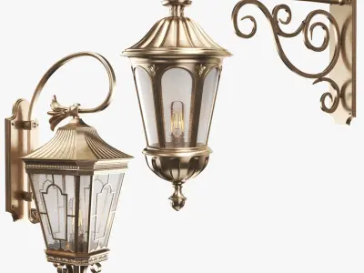Two Bronze Wall Street Lights 3D model