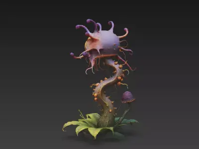 Alien Fungal Creature - High-Poly PBR Monster Plant 4K Textures 3D model