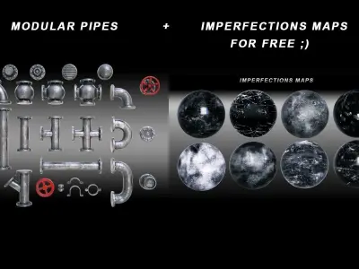 Modular Pipes Low-poly 3D model
