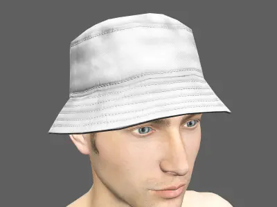 Bucket hat - white Low-poly 3D model