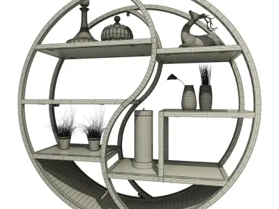 Floating Shelves for Wall Round Wood Shelves Wall Mounted Black Free 3D model