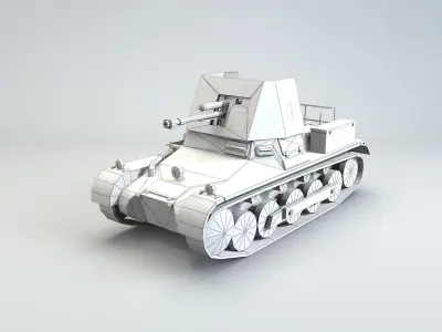 Low Poly SdKfz 101 PanzerJager I Tank Destroyer Low-poly 3D model