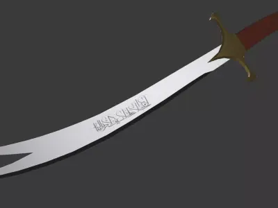 zulfiqar sword 3d model - Imam Ali zulfiqar sword 3dSword Low-poly 3D model