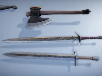 Medieval survivalist forge Low-poly 3D model