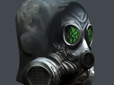 Gas mask helmet 3d model military combat Low-poly  Low-poly 3D model 8
