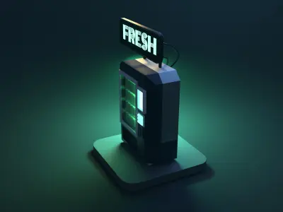 A Stylized Cyberpunk Vending Machine Free low-poly 3D model