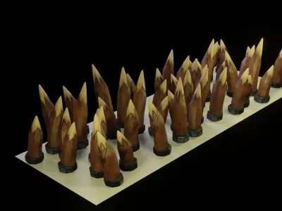 Spikes set of wooden spears Low-poly 3D model