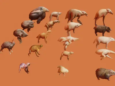 100 animated monster Low-poly 3D model