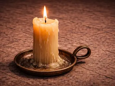 Medieval Wax Candle with Holder - Rustic Tavern Prop - PBR Free low-poly 3D model