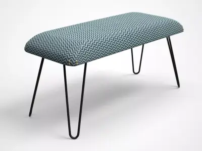 Titus upholstered metal Bench blue zigzag Low-poly 3D model