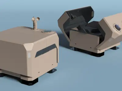 Industrial UAV Support Dock Closed Beige Rigged for Cinema 4D 3D model