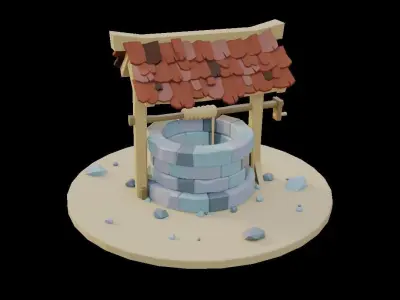 Low Poly Old Well Low-poly 3D model