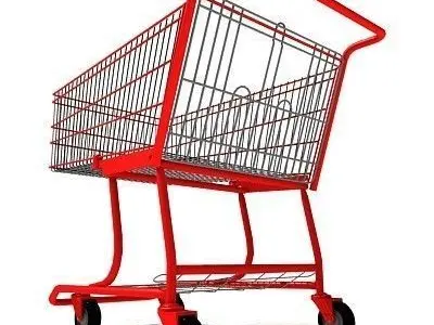 Red Shopping Cart 3D model