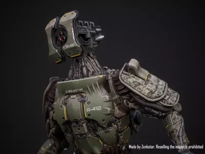 Sci-fi military robot soldier gameready unity unreal engine Low-poly 3D model