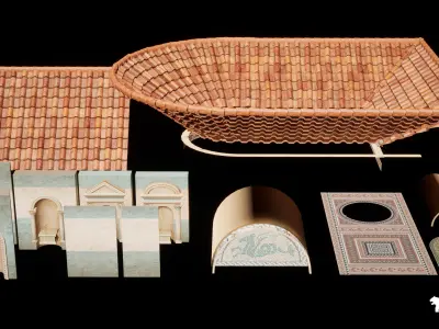 Neptune Roman Bath Low-poly 3D model