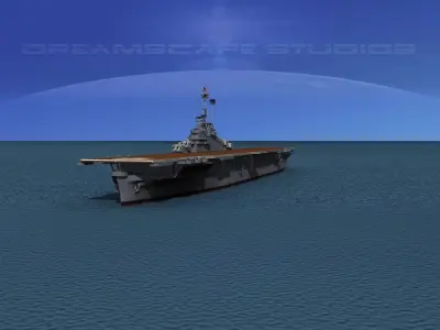 Essex Class Aircraft Carrier CV-18 USS Wasp 3D model