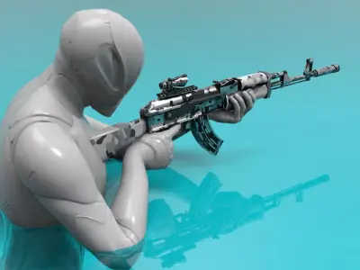 AK47 Assault Rifle Fps - Tps Low-poly 3D model