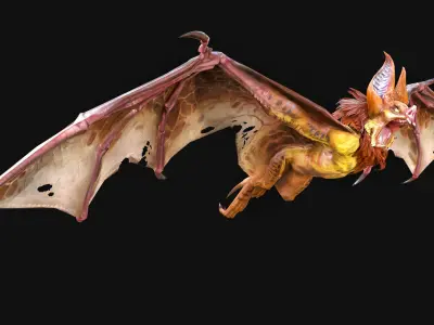 Low Poly Bat 3D Animal-Ready for Games-10 Animations Low-poly 3D model