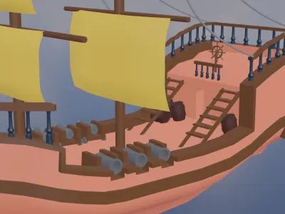 Low Poly Ship Materialed Low-poly 3D model