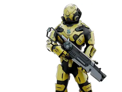 CYBORG SOLDIER RX-10 Rigged for Unreal Engine - Unity - MIXAMO 3D model