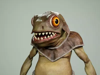 Gecko warrior Low-poly 3D model