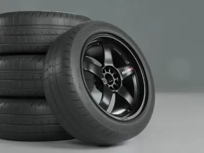 Nismo LMGT4 Wheels Sport Car Set Michelin Realistic Race Tires Free 3D model