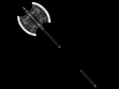 Fantasy Old Two Handed Axe Low-poly 3D model