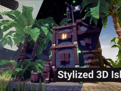 Stylized 3D Island UE4 Low-poly 3D model
