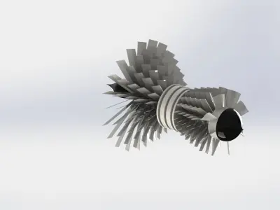 Aircraft gas turbine 3D model