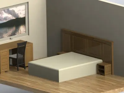 oak bedroom Free 3D model